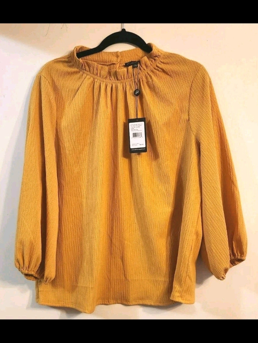 Adrianna Papell Size L Womens Ochre Peasant Blouse